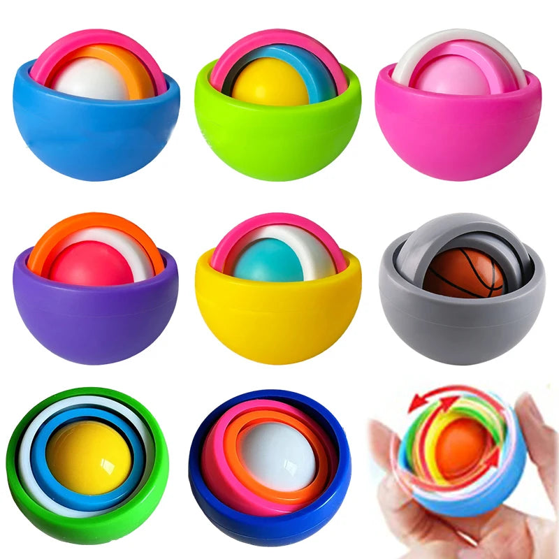 Raibow Fingertip Ball Spinner Fidget ADHD Autism Relieve Stress Finger Gyro Spinner Funny Infinite Flip 3D Ball for Kids Adult