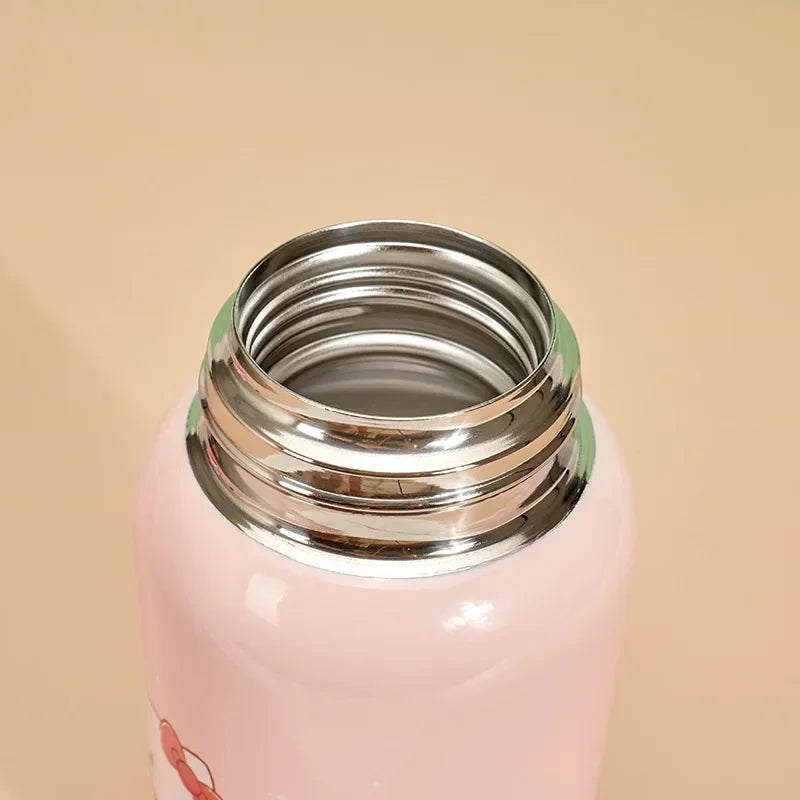 Sanrio Kuromi Thermal Cup Set 500ML My Melody Cartoon Children's Insulation Cup Stainless Steel Water Bottle with Straw Kid Gift