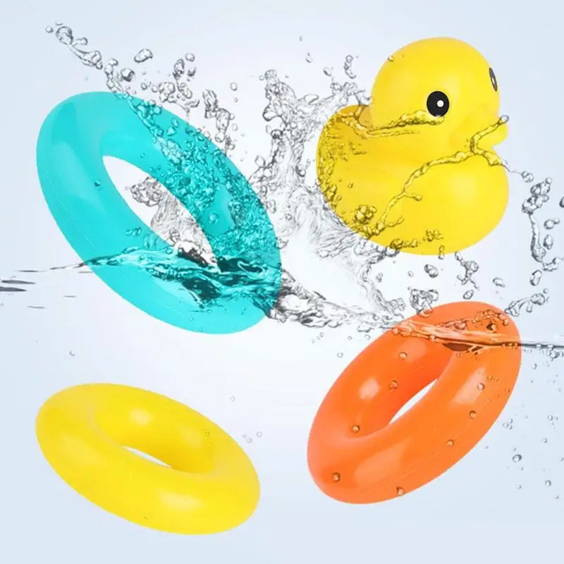 Adorable Yellow Duck Toy Color Stacking Rings Tower Toy Kids Toddler Bath Tub Play Toy Gift Baby Elatric Toys Stacking Cups