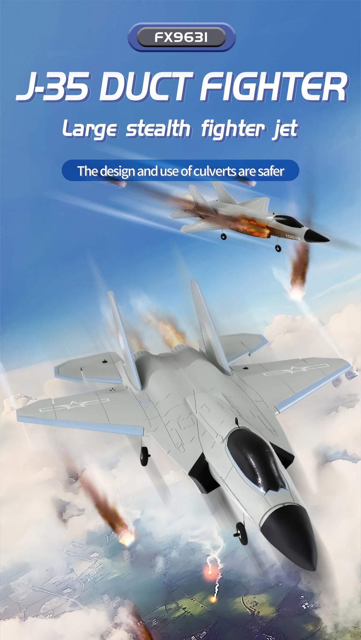 4 Channels FX9631 Big Size RC Plane J-35 Fighter Jet Fixed-Wing Airplane Remote Control Aircraft EPP Foam Glider Toys Kids Gifts