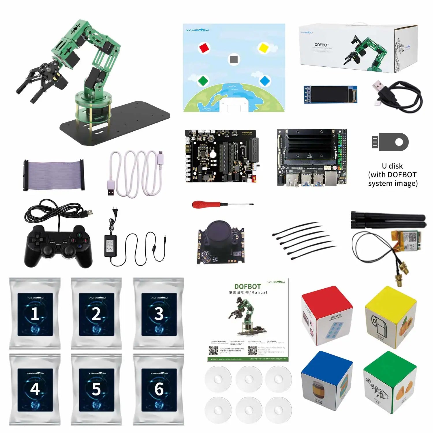 Yahboom 6DOF AI Visual Robotic Arm ROS Robot Kit Artificial Intelligence Robot with 15KG 6KG Servo for Jetson NANO 4GB CE ROHS