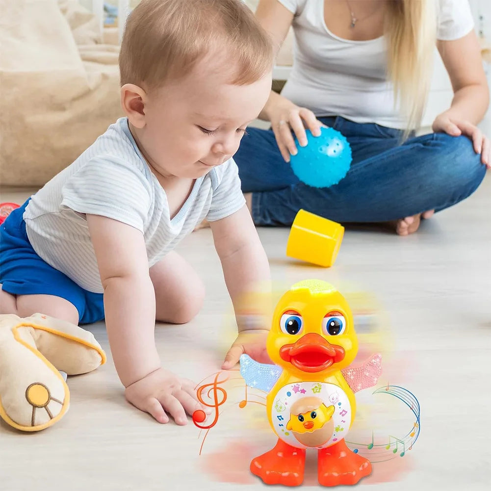 Electric Dancing Duck with Music & Lights Early Educational Toy Baby Musical Duck Toy Interactive Baby Duck Toy Children Gift