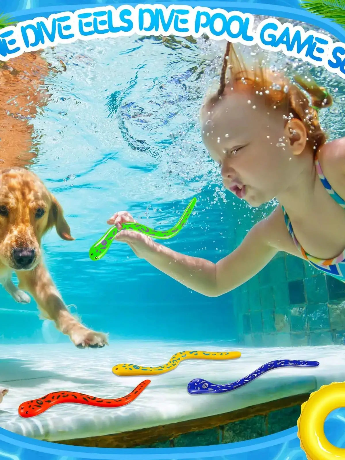 4 Pieces Dive Eels Catch a Snake Dive Toys Water Snake Toy Swimming Pool Games for Toddlers Boys Girls Teens Adults