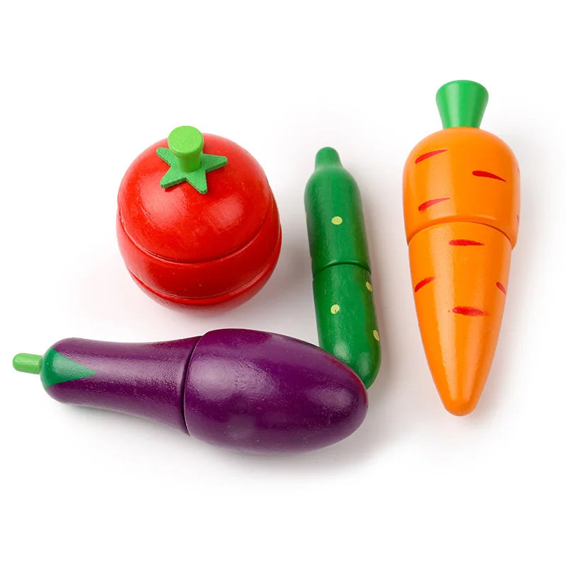 Fruit Vegetable Set Simulation Kitchen Pretend Toy Wooden Classic Game Montessori Educational Toy for Children Kids Gift Cutting