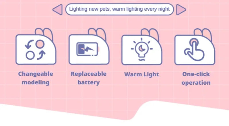 LED Night Light Mini Pet Cute Lamp Ins Student Gift Cartoon Pet Folding Table Lamp Kids Room Bedside Bedroom Living Room Decor