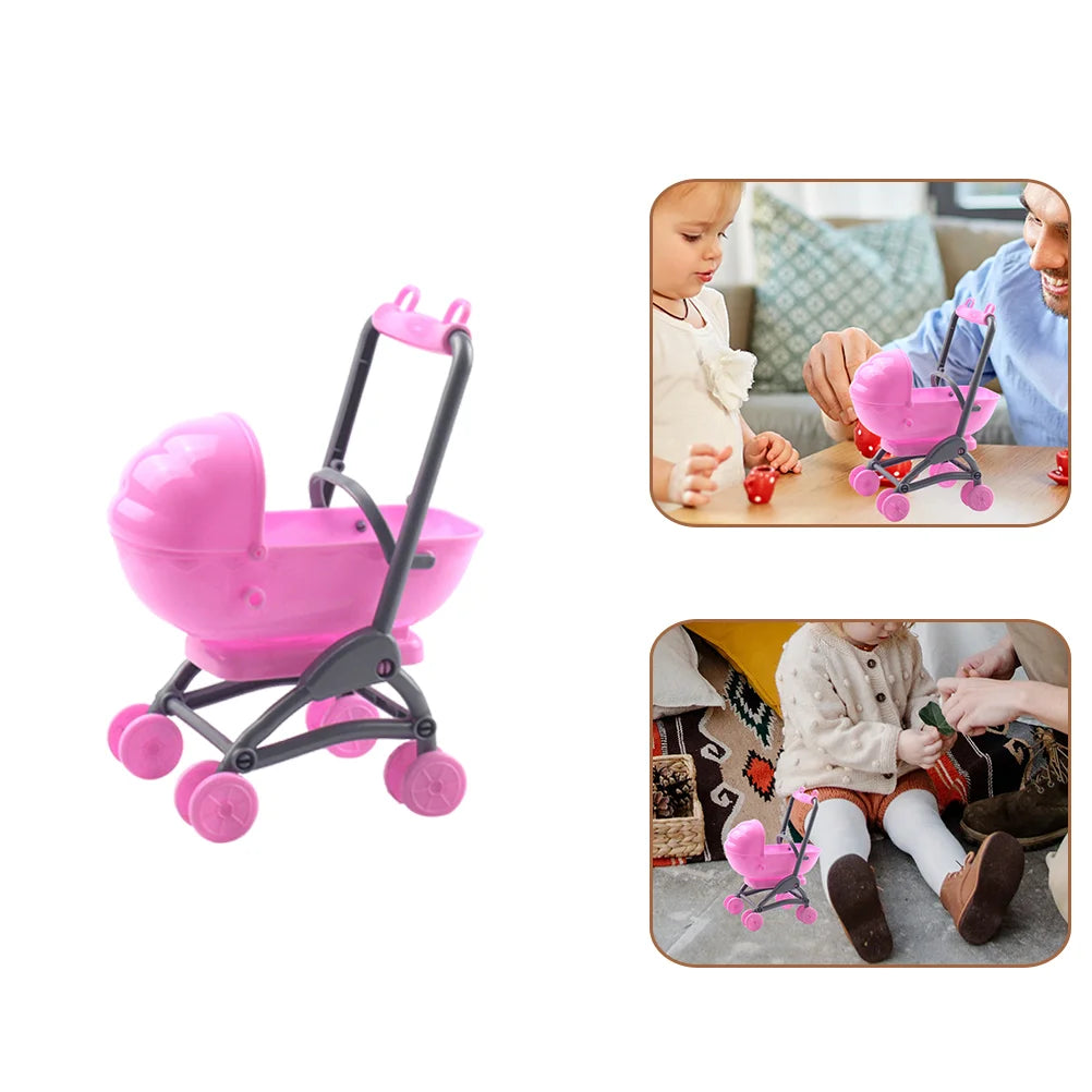 Mini Shopping Cart Simulated Stroller Furniture House Decoration Model Toy Simulation Plastic Mini Baby Carriage Playing