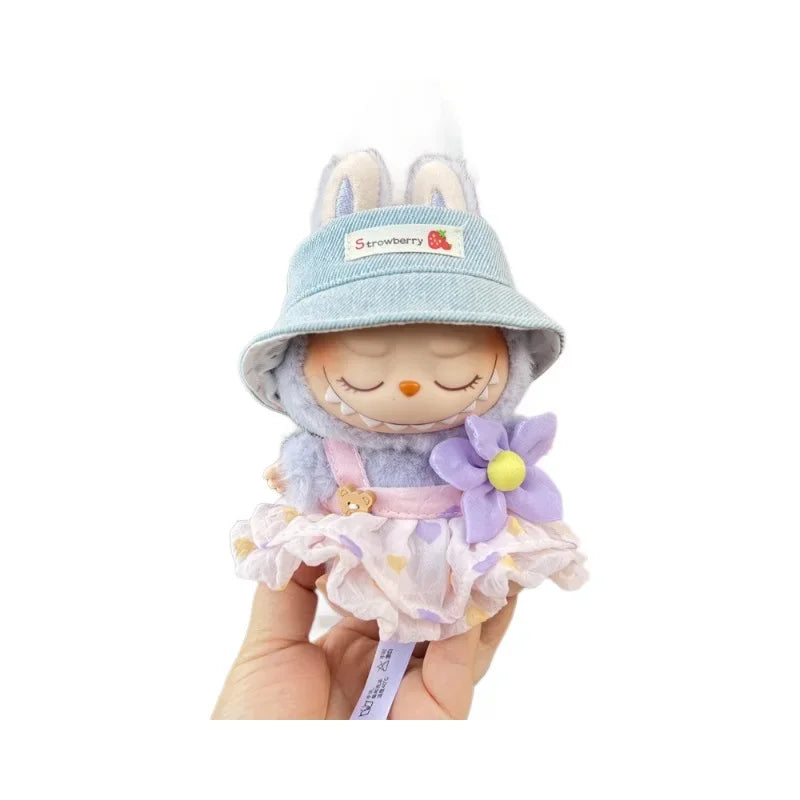 Cute Mini Plush Doll'S Clothes Outfit Accessories For Korea Kpop Exo Labubu II Idol Dolls Wrinkle dress Clothing DIY Kid Gift