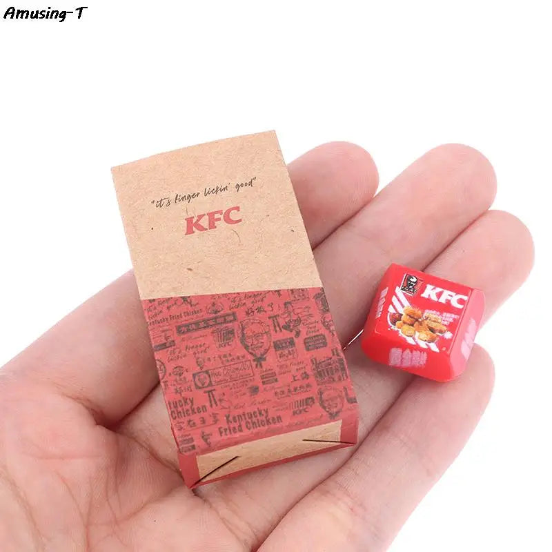 1Set Dollhouse Miniature Food Fastfood Mini KFC Family Bucket McDonald Bucket Modle Toys Pretend Play Doll House Decor