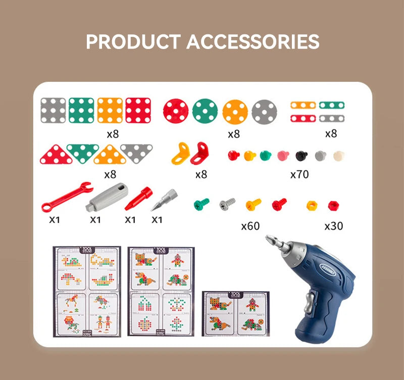 Children Electric Drill Toolbox Driller Games Tool Toy for Boys 4 6 Years Old Montessori Screw Puzzle Kid Pretend Play Toys Gift