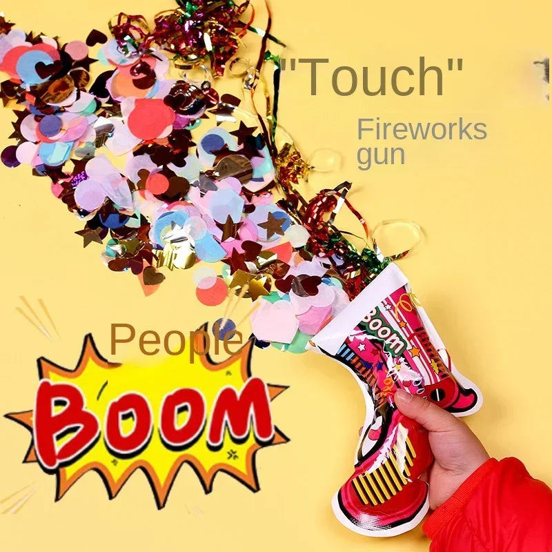 Chinese Surprise Handheld Fireworks Gun Automatic Inflatable Festival Atmosphere Birthday Party Small Salute Fireworks Stick Toy