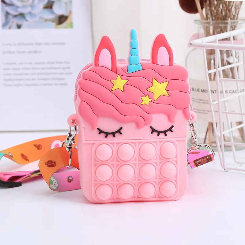 Rainbow Unicorn Bag Fidget Toys for Girls Decompression Stress Relief Funny Messenger Bag Coin Purse Children Gifts Juguetes