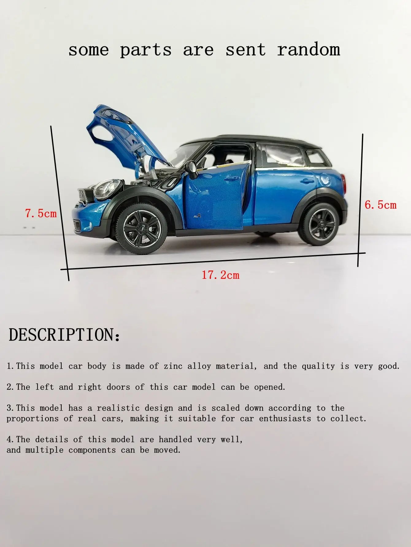 1:24 BMW mini cooper s countryman Simulation static alloy car model metal ornaments adult gifts children's toys