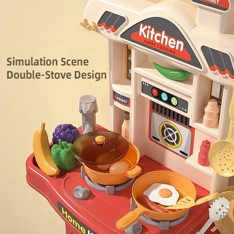 Simulation Kitchen Children Toys Realistic Cooking Utensils Table Board Game Toys With Lights Sound Cartoon Gift for Girls Boys