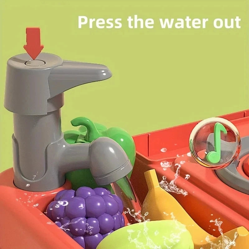 Simulation Kitchen Children Toys Realistic Cooking Utensils Table Board Game Toys With Lights Sound Cartoon Gift for Girls Boys