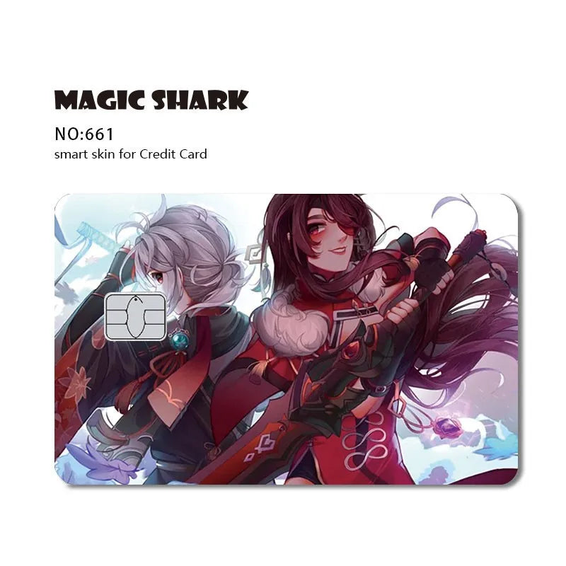 Magic Shark Anime Cartoon Game Save Money Pig Case Cover Film Skin Sticker for Small Chip Credit Card Bus Card