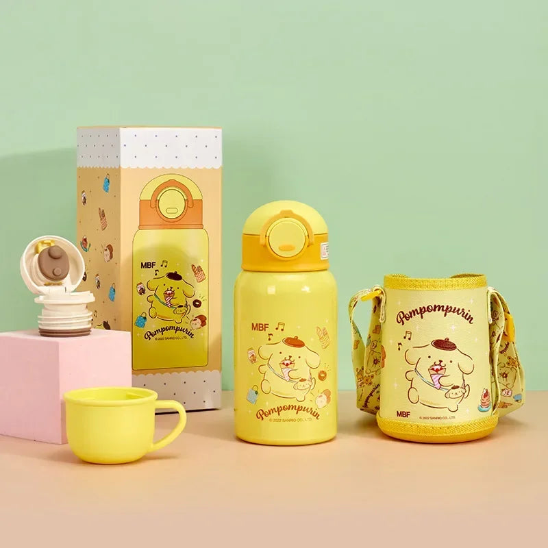 Sanrio Kuromi Thermal Cup Set 500ML My Melody Cartoon Children's Insulation Cup Stainless Steel Water Bottle with Straw Kid Gift