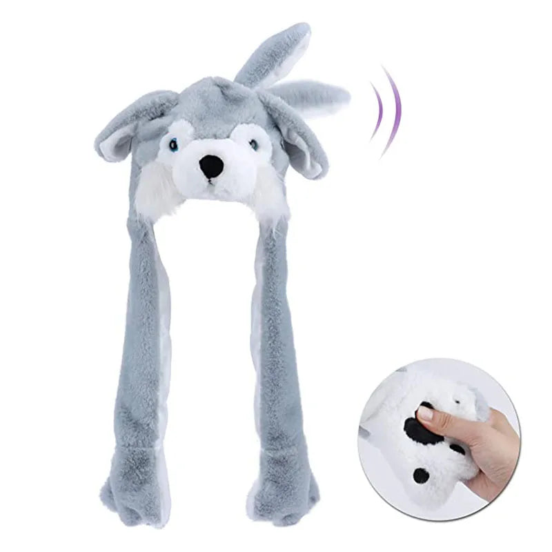 Cute Bunny Ear Moving Hat Animal Plush Hat Jumping up Moving Ears Pop Up Funny Cap Dress Up for Adult Kids Cosplay Party Hat