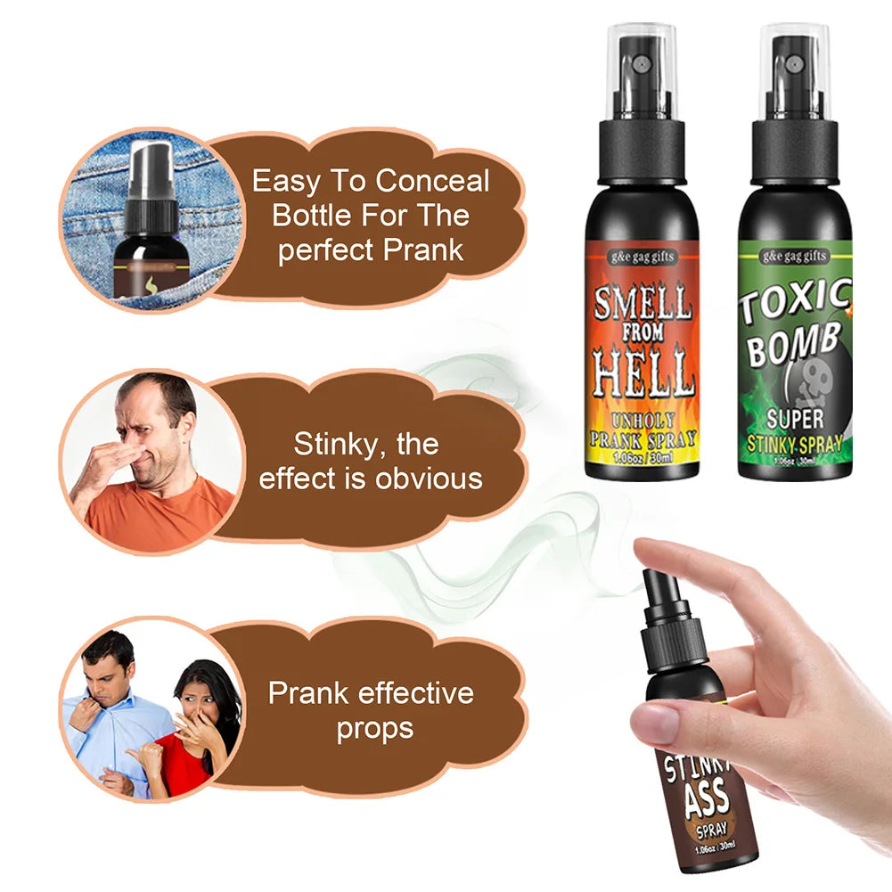 30ml Fart Gag Spray Prank Joke Plastic Spoof Odor Spray Party Supplies Terrible Stinky Fart Spray Non Toxic Halloween Funny Toys