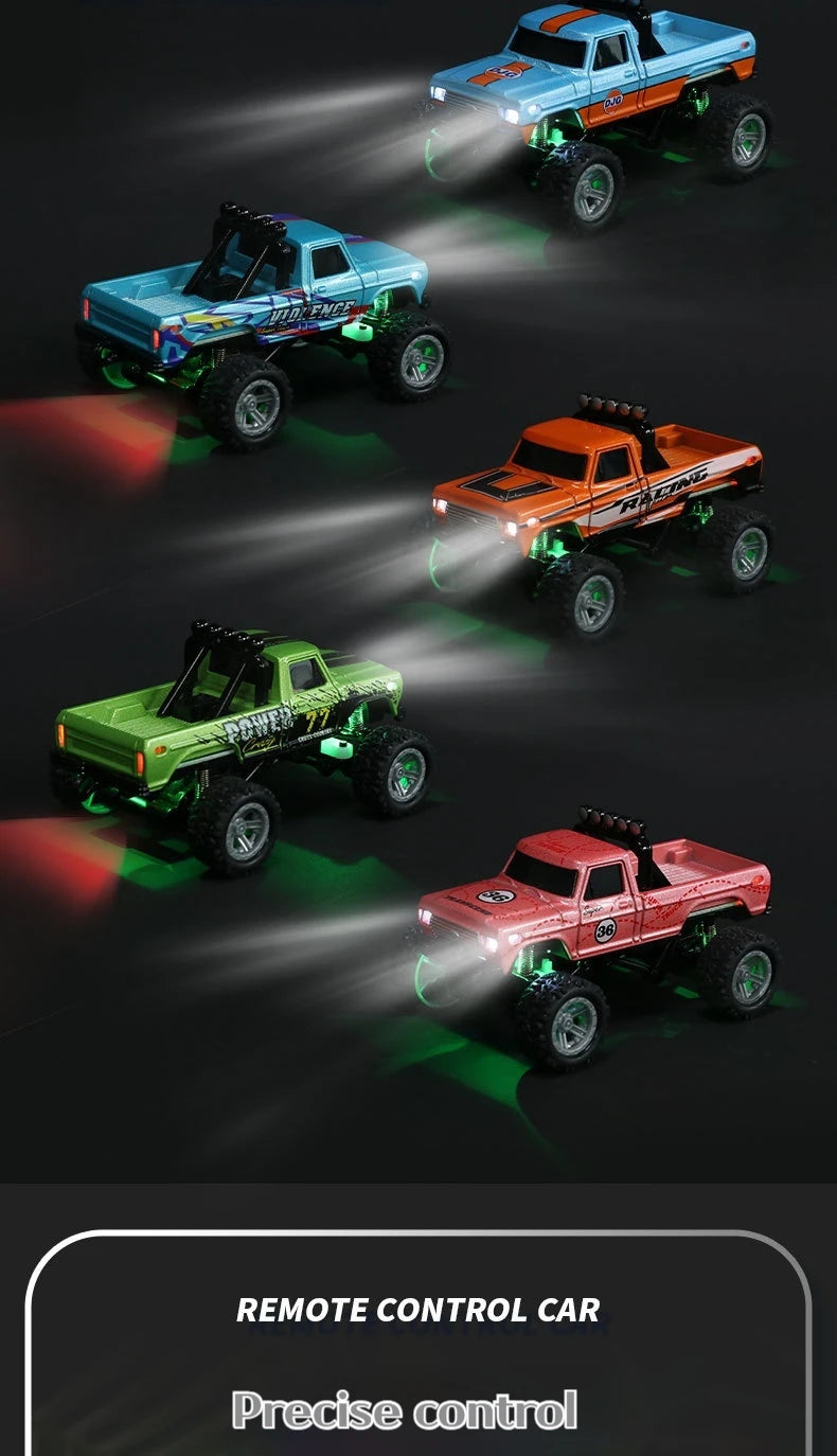 1:64 Speed Mini Off-Road Remote Control Car Alloy Cool Lighting Shock Absorption Children's Desktop Competition Toy Small Gift