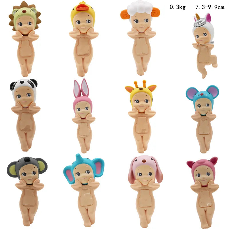 12pcs Sonny Angel Figure Toys 3inch Doll Model Desktop Car Ornament Lying Down Angel Toy Home Decoration Kids Birthday Gifts