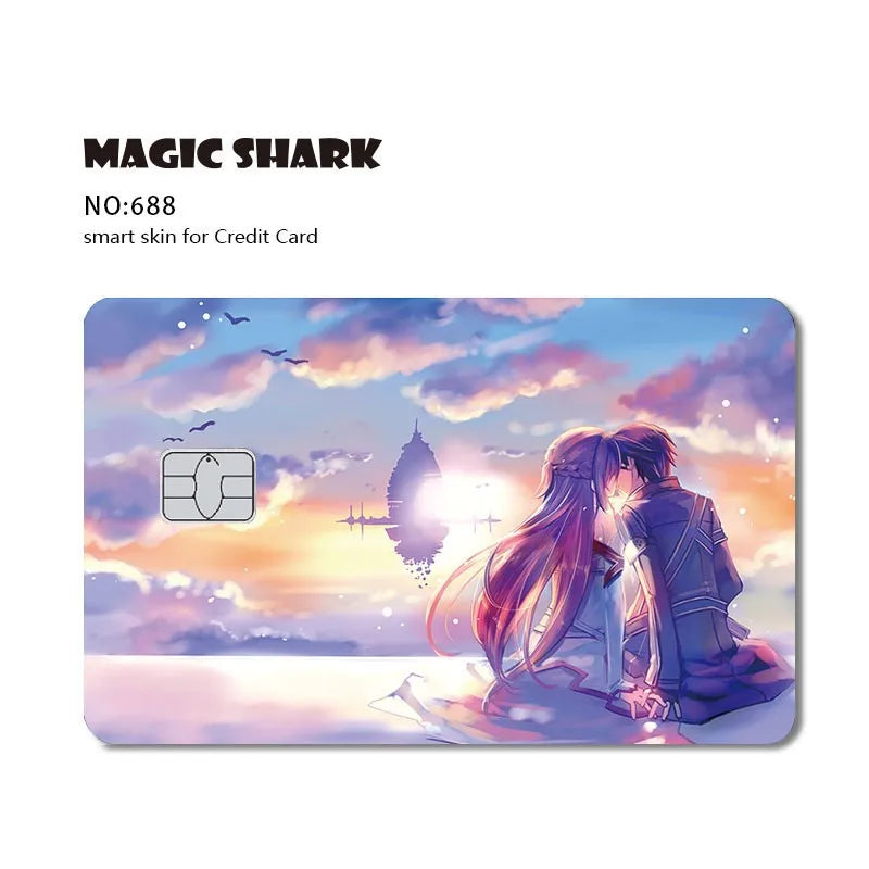 Magic Shark Anime Cartoon Game Save Money Pig Case Cover Film Skin Sticker for Small Chip Credit Card Bus Card