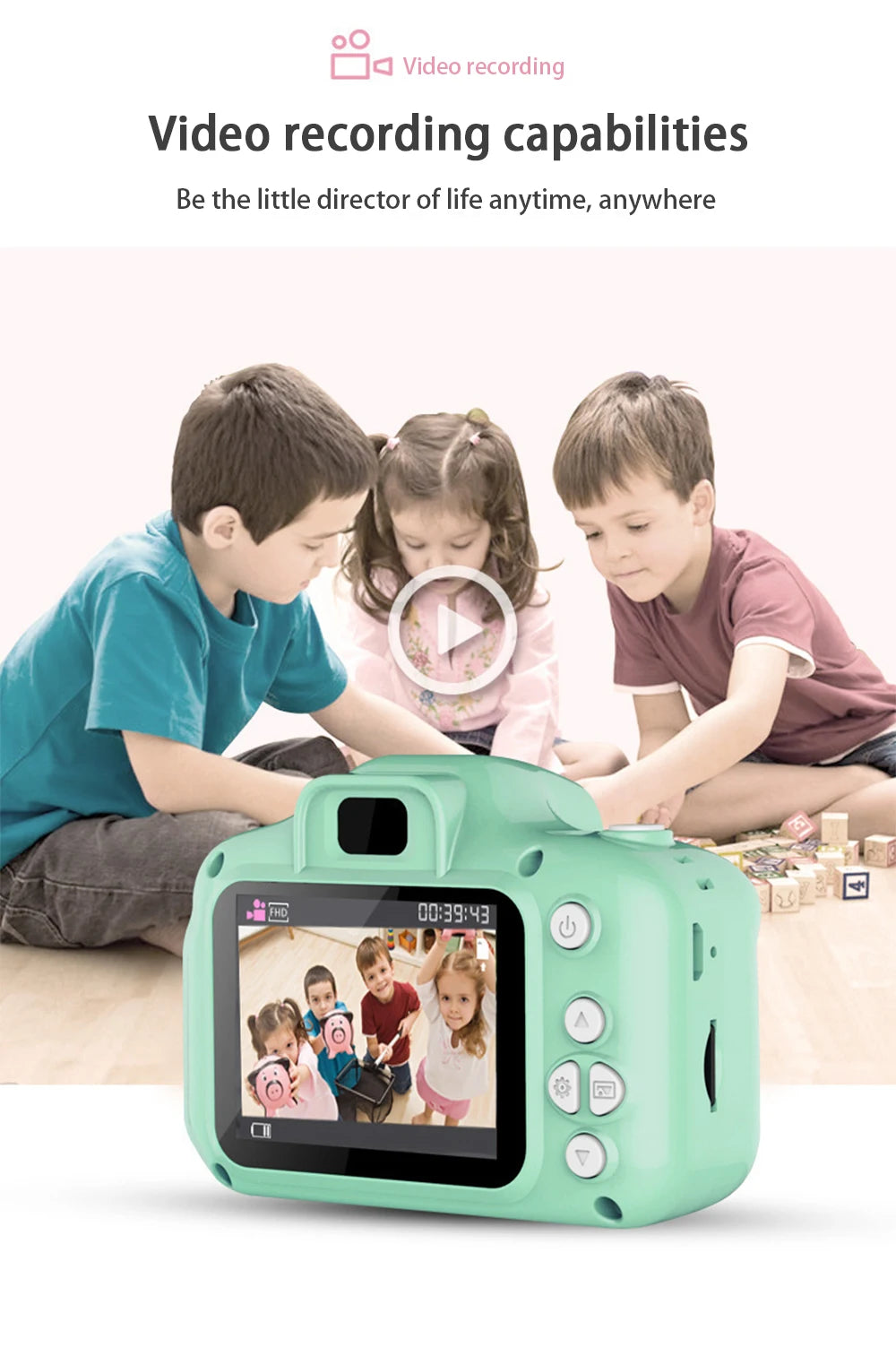 HOMEFISH Mini Children Camera Digital Vintage Camera Educational Toys Kids Photography Video Camera Outdoor Photography Toy Gift