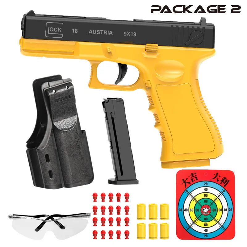 New.All Black M1911 Colt Toy Gunman Gun, Soft Bullet Shell, Catapult Blaster, Manual Air Gun Launcher, Boys Shooting Game 14+y