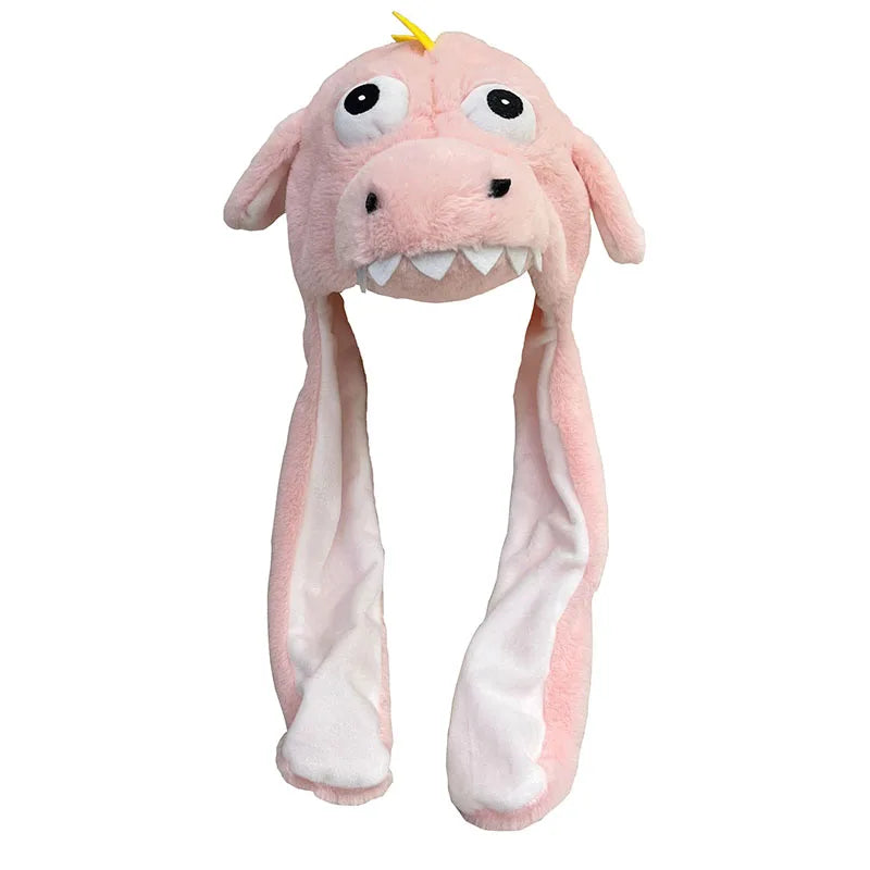 LED Light Bunny Ear Moving Hat Cute Animal Hat with Luminous Jumping up Plush Moving Ears Cap for Kids Funny Cosplay Party Hat