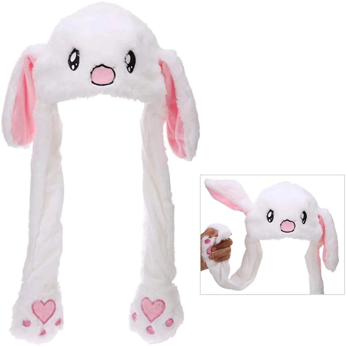 Ear Moving Bunny Hat Cute Costume Cosplay Party Funny Cartoon Game Hat Plush Jumping up Ear Move Hat Novelty Cap for Kids Adult