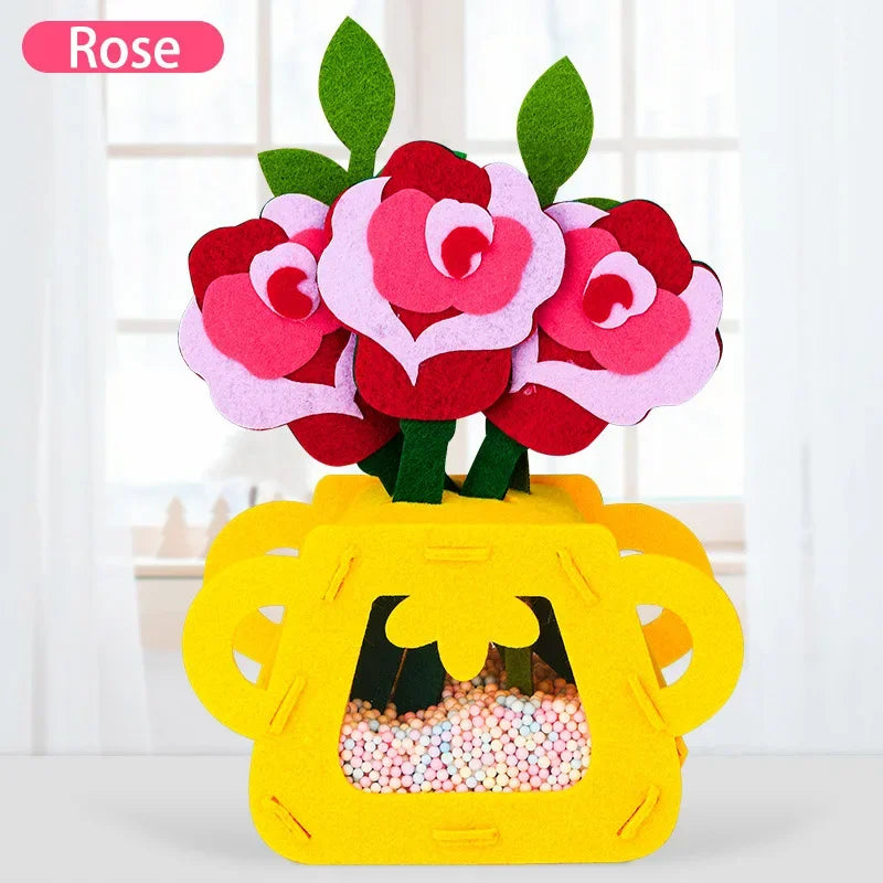 DIY Flower Toys Montessori Arts Crafts Non-weaving Handicrafts Flowerpot Toys for Kids Early Preschool Educational Funny Gifts