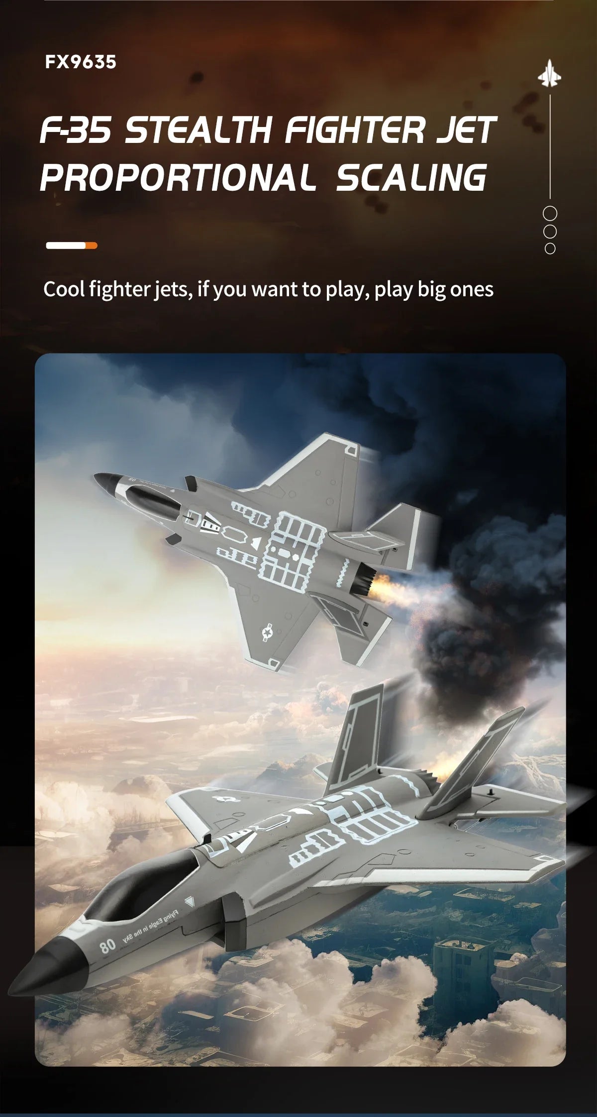 FX9635 RC Plane F35 4CH Fighter Jet Remote Control Airplane High Brushless Stunt Flying Glider Model Toys for Adults Boys Gift