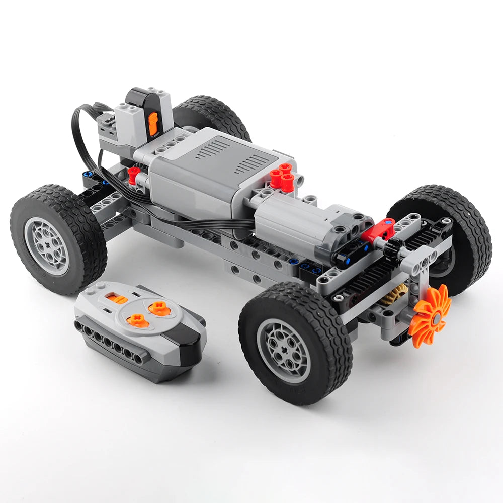 RC Car Chassis Electric Four-Wheel Drive Technical Building Blocks Power Function Motor IR Remote Control Reciever MOC Bricks