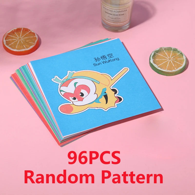 96Pcs/48Pcs Kids Cartoon Color Paper Folding and Cutting Toys Child Kingergarden Art Craft DIY Educational Toy kids craft
