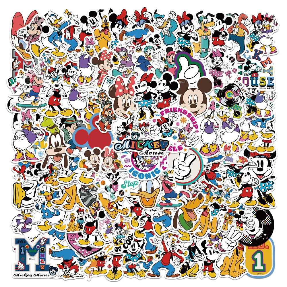 100pc Disney Stitch Stickers for Mickey Minnie Mouse Sticker Pack for Cars Bags Pegatinas Adesivo