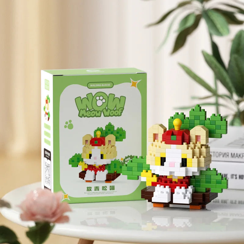 New 24 Styles Kawaii Pet Cat/Dog Small Particle Building Blocks Educational Room Decoration Children's Christmas Gifts