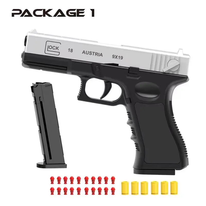 New.All Black M1911 Colt Toy Gunman Gun, Soft Bullet Shell, Catapult Blaster, Manual Air Gun Launcher, Boys Shooting Game 14+y