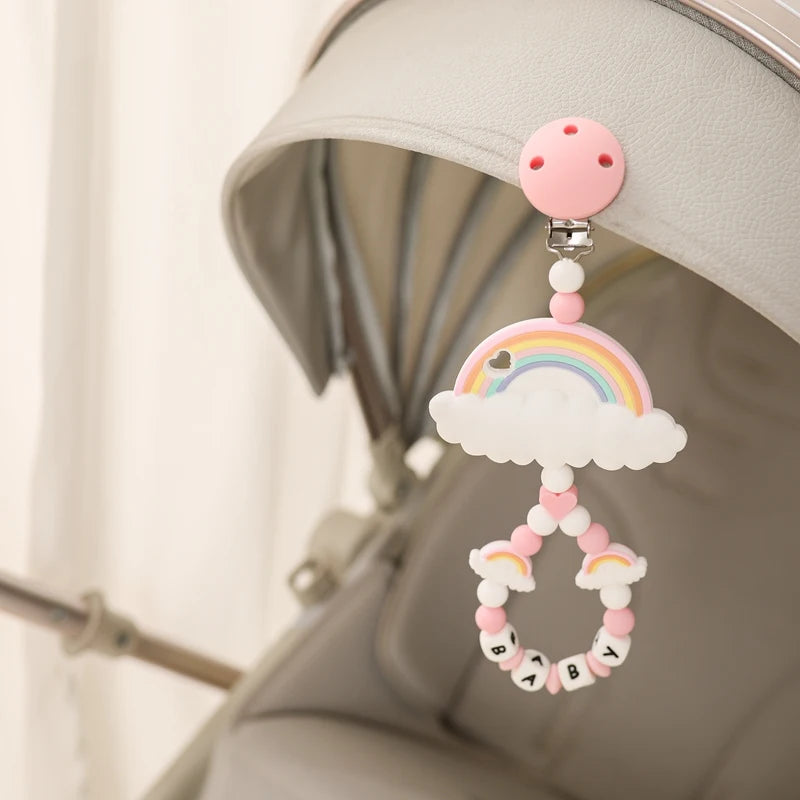 Baby Toy Pram Clip Pacifier Clip Chain Mobile Pram Personalize Name Rattle Stroller Toys Bed Bell Stroller Chain Baby Toy Clip