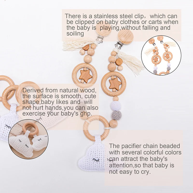 Baby Toy Pram Clip Pacifier Clip Chain Mobile Pram Personalize Name Rattle Stroller Toys Bed Bell Stroller Chain Baby Toy Clip