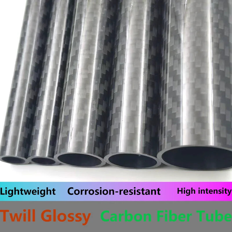 2PCS Twill Glossy 3K Carbon Fiber Tube Length 500mm OD 8mm 10mm 12mm 14mm 16mm 18mm 20mm 22mm 24mm 26mm 30mm Carbon Tube