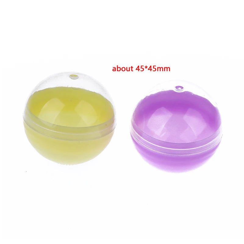 10Pcs 45mm Plastic PP Toy Capsules Half Transparent Colorful Round Surprise Ball Easy Open Lock Amusement for Vending Machine