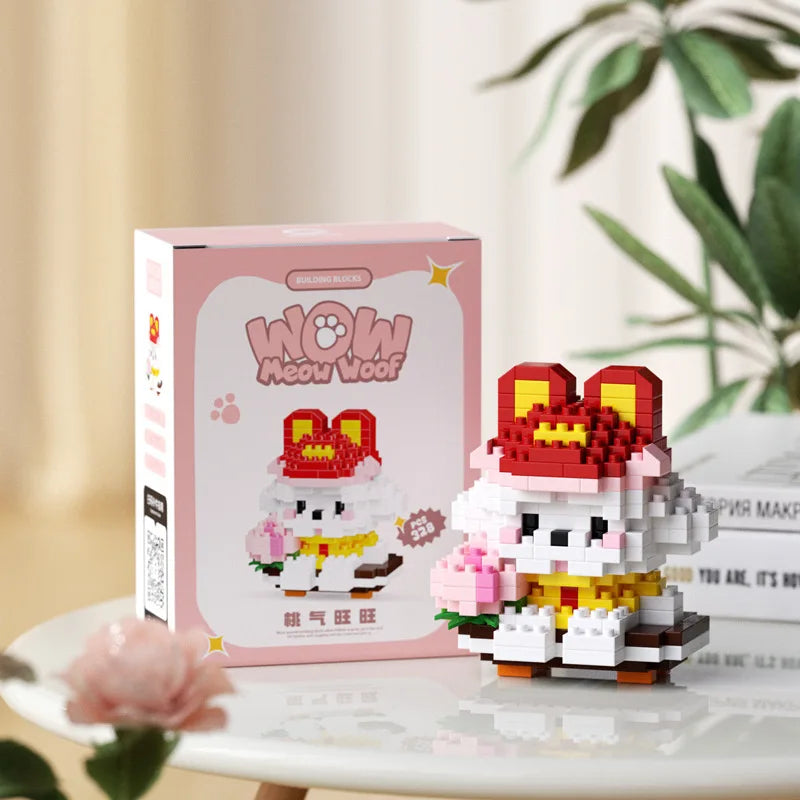 New 24 Styles Kawaii Pet Cat/Dog Small Particle Building Blocks Educational Room Decoration Children's Christmas Gifts