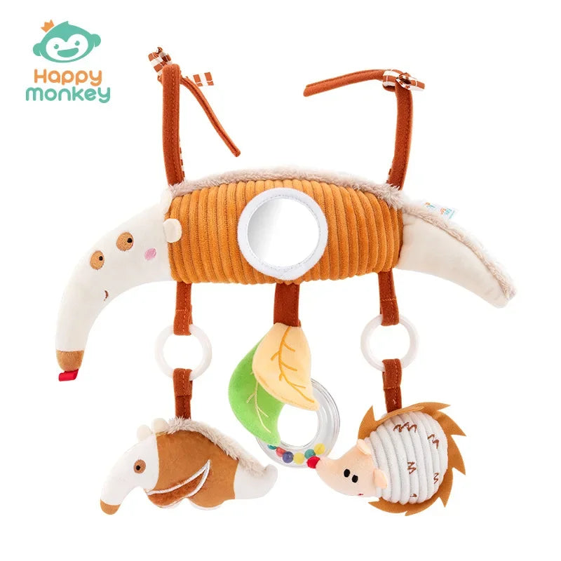 Baby Hanging Rattle Toys Plush Soft Animal Stuffed Handbells Educational Infant Development Handle Toys for Stroller Crib