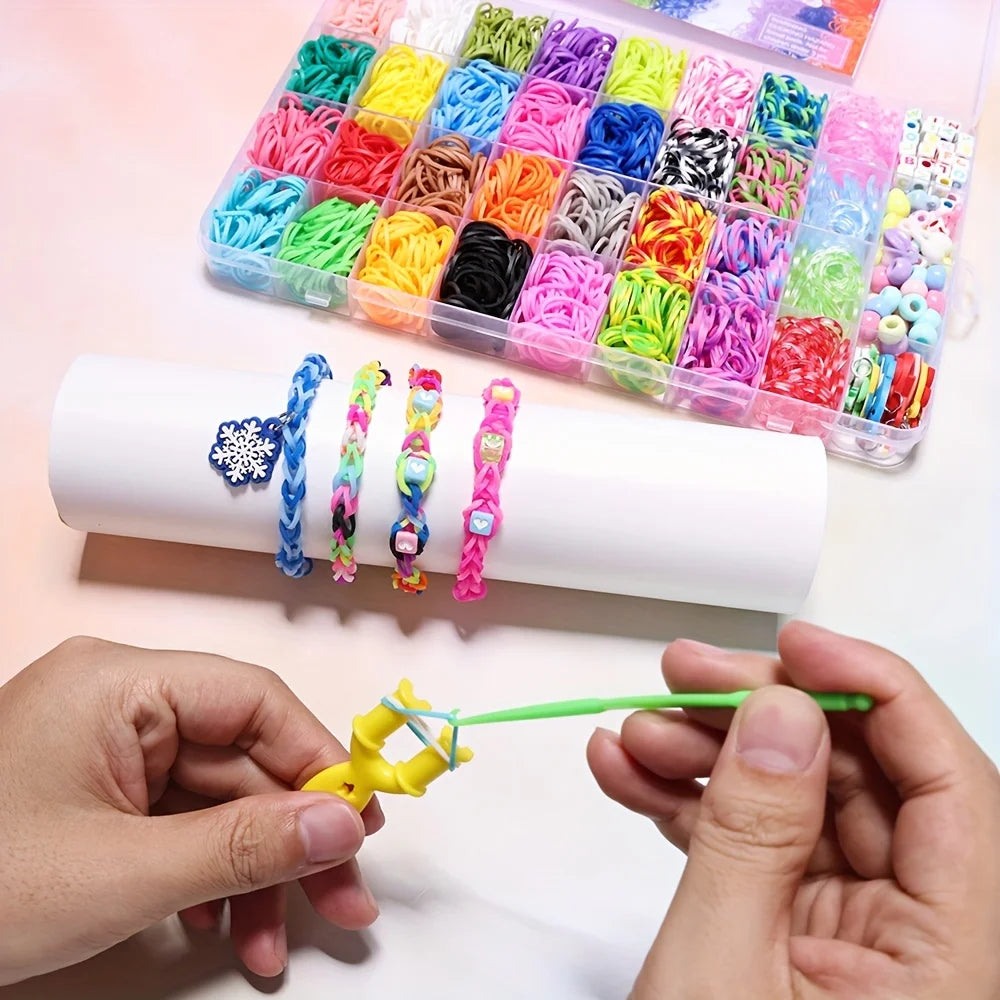 2400pcs Loom Bands Kit, Rubber Bands For Bracelet Making Kit DIY Art Craft Kit   &Boys Creativity Ideal Birthday Gifts