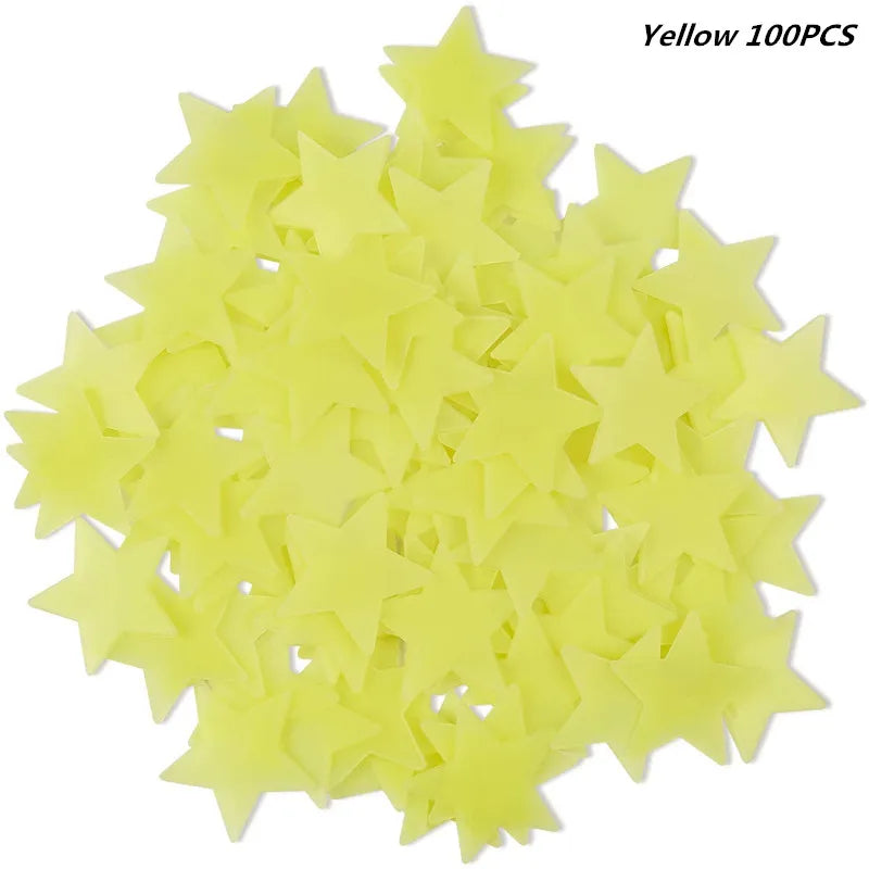 3D Hollow Star Energy Storage Fluorescent Glow In The dark Luminous On Wall Stickers For Kids Room living Room Decal