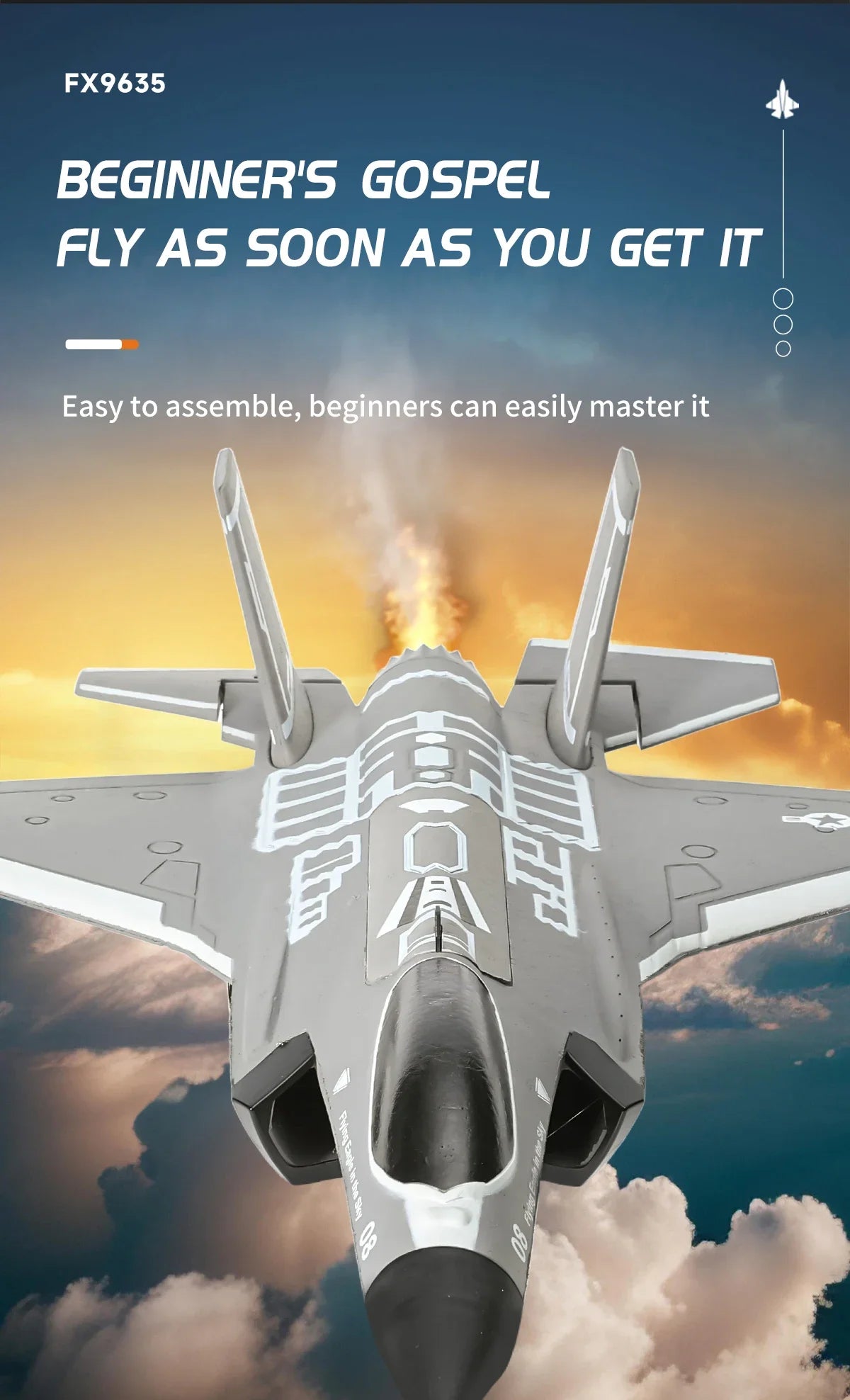 FX9635 RC Plane F35 4CH Fighter Jet Remote Control Airplane High Brushless Stunt Flying Glider Model Toys for Adults Boys Gift