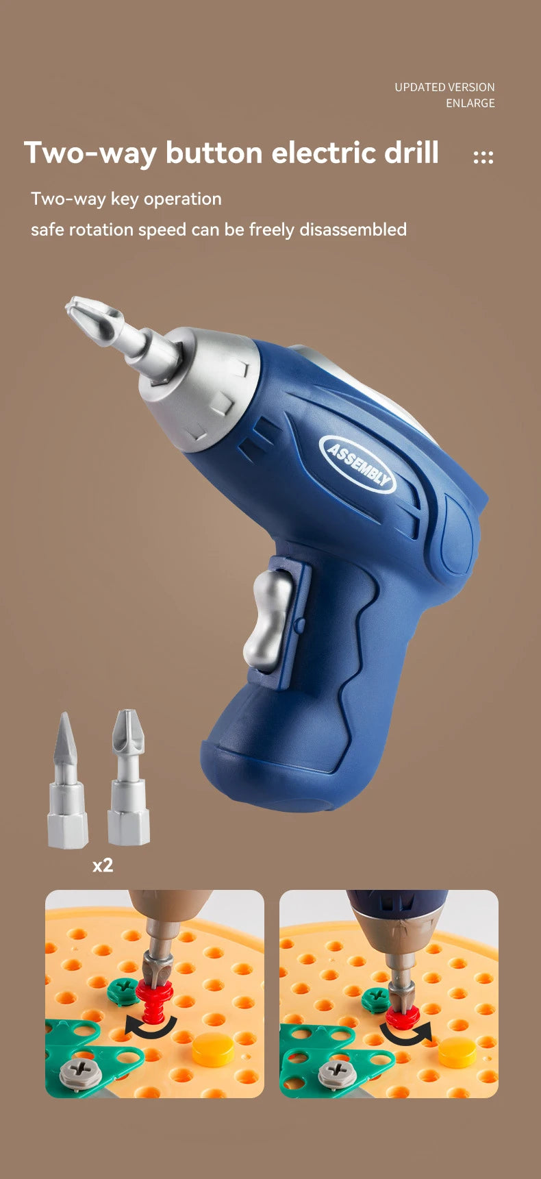 Children Electric Drill Toolbox Driller Games Tool Toy for Boys 4 6 Years Old Montessori Screw Puzzle Kid Pretend Play Toys Gift