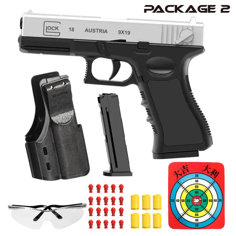 New.All Black M1911 Colt Toy Gunman Gun, Soft Bullet Shell, Catapult Blaster, Manual Air Gun Launcher, Boys Shooting Game 14+y