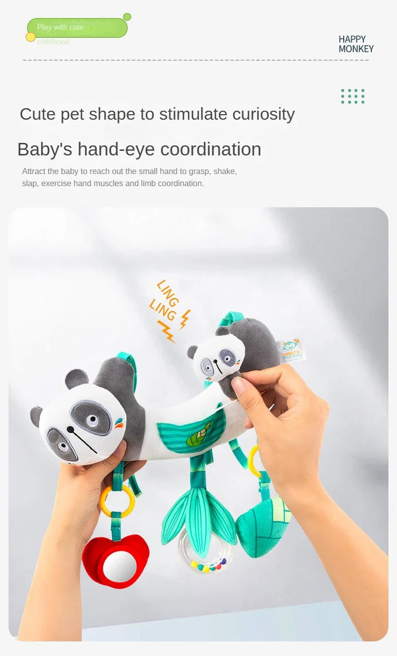 Baby Hanging Rattle Toys Plush Soft Animal Stuffed Handbells Educational Infant Development Handle Toys for Stroller Crib