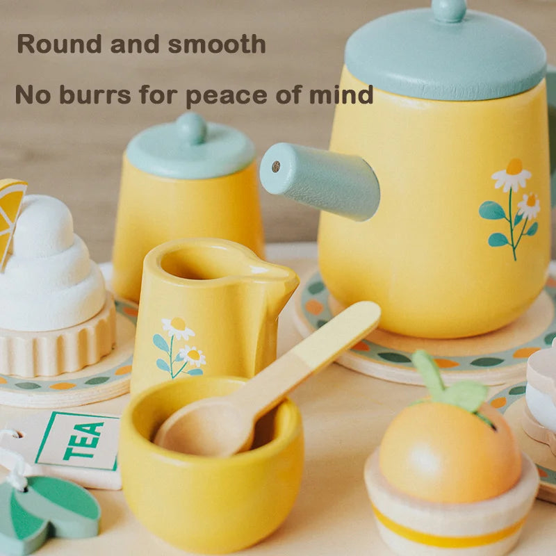 Children's Simulation Royal Afternoon Tea Toys, Early Learning Educational Toys, Wooden Simulation Dessert Cake, Role Playing