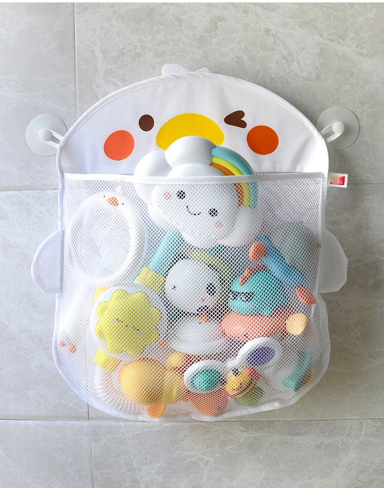 New Baby Bathroom Mesh Bag Sucker Design For Children Bath Toys Kid Basket Cartoon Animal Shapes Cloth Sand Toys Storage Net Bag
